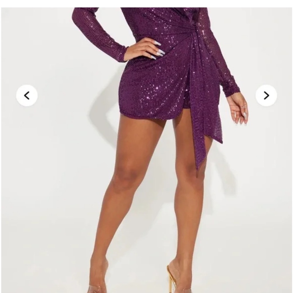 Fashion Nova Purple Sequin Ruched Jumpsuit